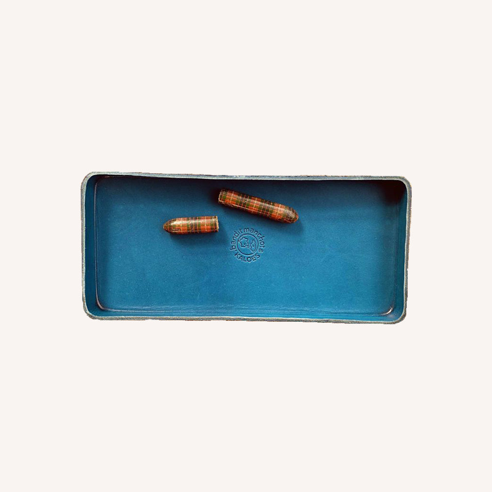 Molded leather pen holder