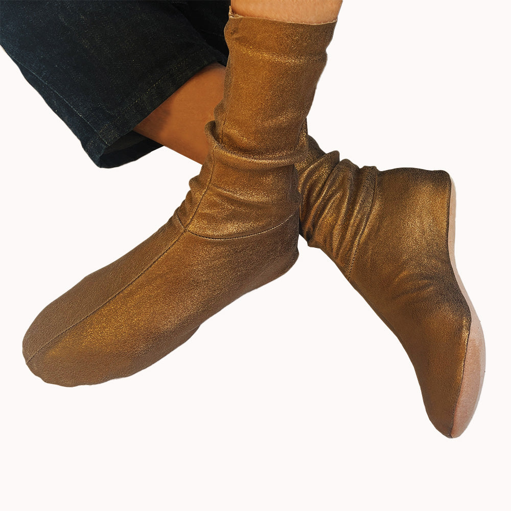 chaussons paillettes taupe