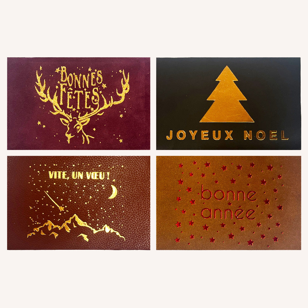 Lot de 4 cartes postales "Fin d'année"