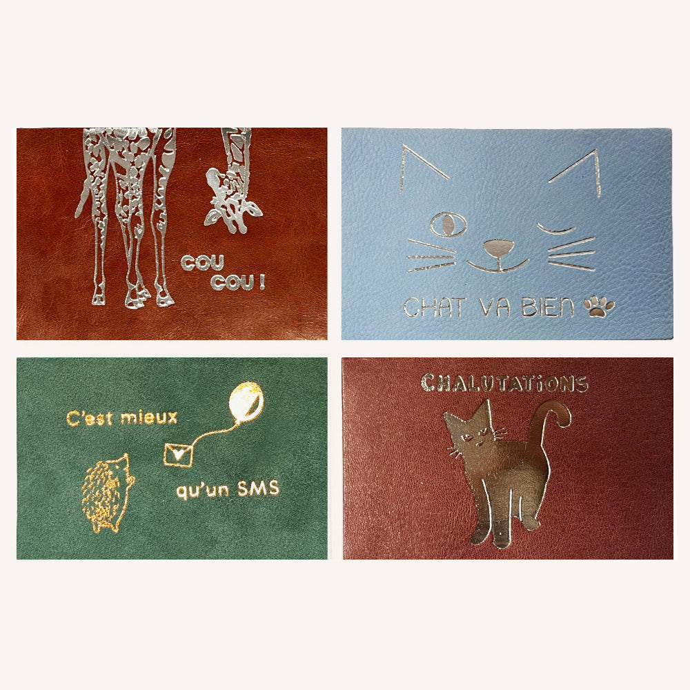 Lot de 4 cartes postales "Bonjour !"