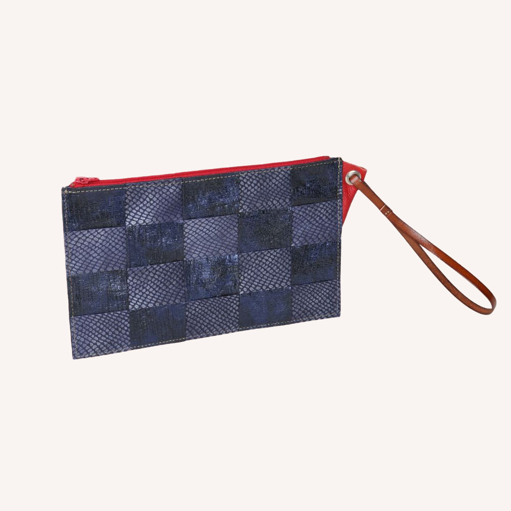 pochette tresse avec dragonne bleu